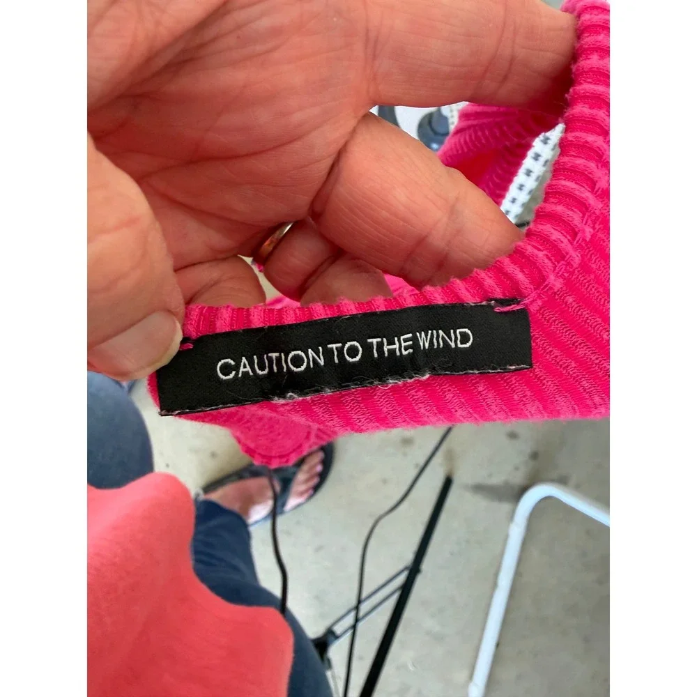 Caution to the Wind Magenta Pink Ribbed Side Tie Cutout Midi Bodycon Dress - Picture 6 of 6